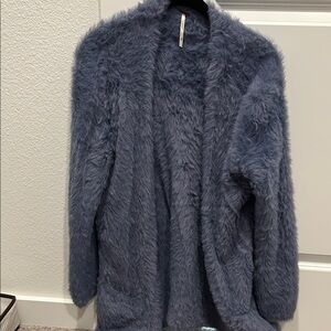 Free People Fuzzy Blue Cardigan